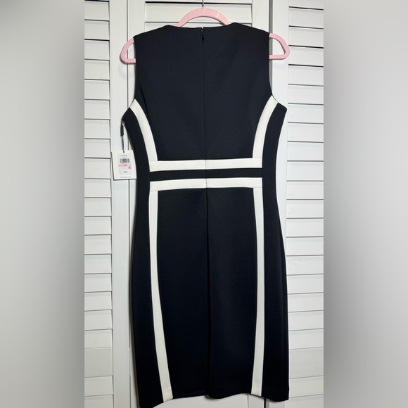 NWT Calvin Klein Women’s Colorblock Scuba Sheath Dress in Black & White Size 10 - Picture 4 of 7